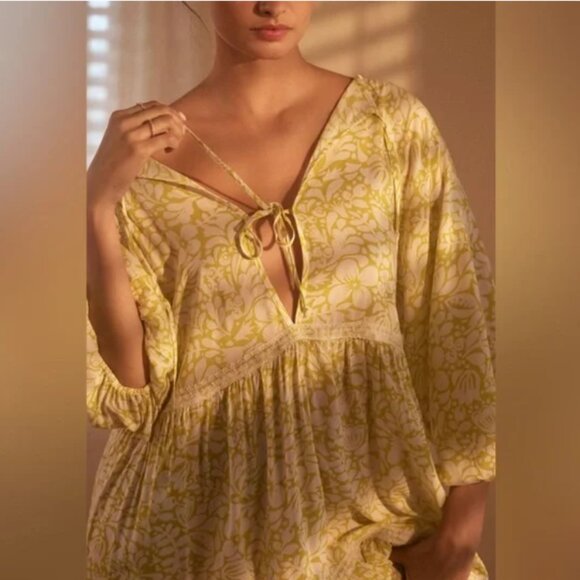 Brand New Women's By Anthropologie Tiered Puff-Sleeve Midi Dress - Picture 8 of 8